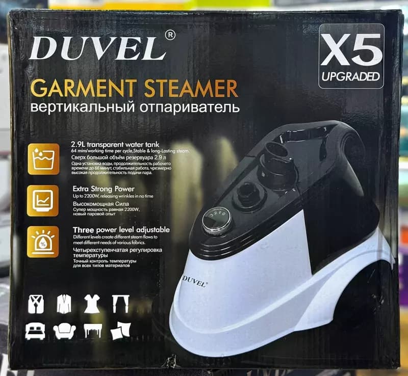 Бытовой отпариватель одежды ”DUVEL” X5, 2200W, 3 режима, 2.9 л. (Германия) Белый/черный — 2