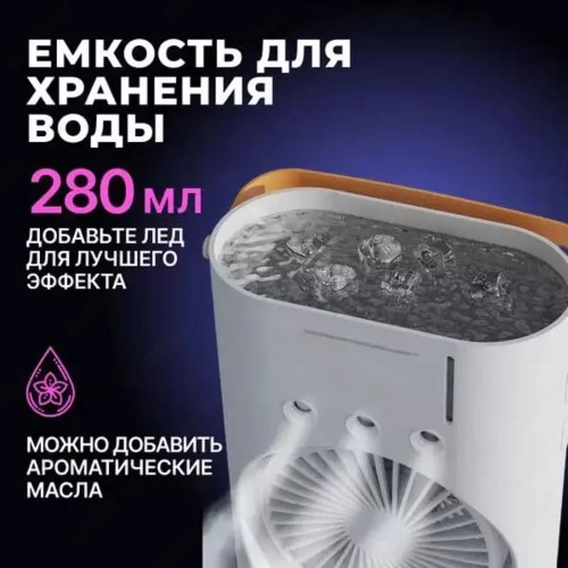 Вентилятор настольный с увлажнителем белый двойной охладитель мини кондиционерОхладитель, вентилятор с пультом Настольный вентилятор - этот... — 3