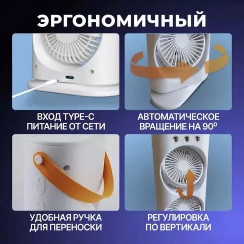 Вентилятор настольный с увлажнителем белый двойной охладитель мини кондиционерОхладитель, вентилятор с пультом Настольный вентилятор - этот... — 5