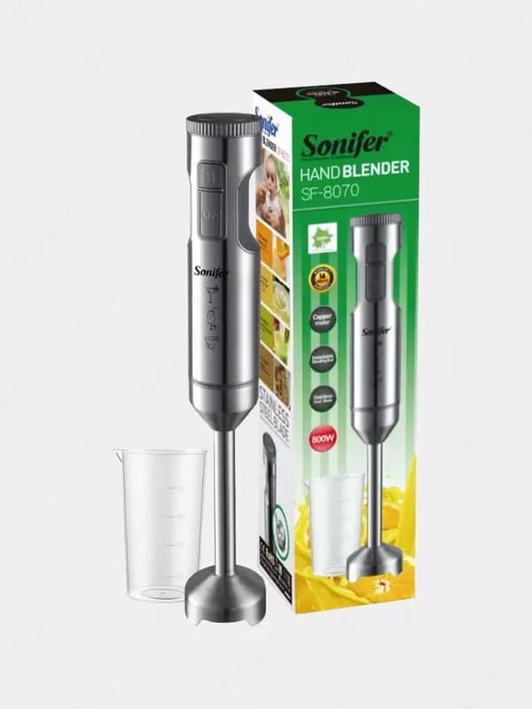 Погружной блендер ”Sonifer” SF-8070, 800W, Турбо режим, стакан 700 мл. (Китай) Металлик — 4