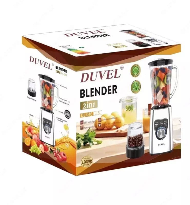 Бытовой блендер (стационарный) 2 в 1 ”DUVEL” DL-046, 1200W, 1.8 л., 2 режима (Германия) — 2