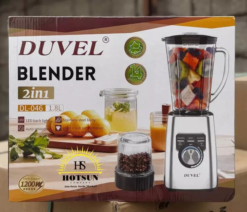 Бытовой блендер (стационарный) 2 в 1 ”DUVEL” DL-046, 1200W, 1.8 л., 2 режима (Германия) — 3