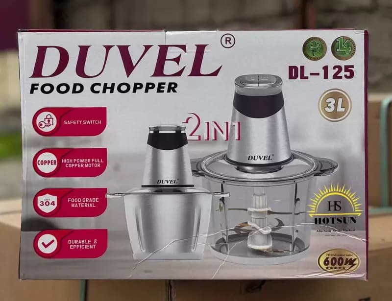Многофункциональный кухонный чоппер (измельчитель) 2 в 1 ”DUVEL” DL-125, 600W, 3 л. (Германия) — 2