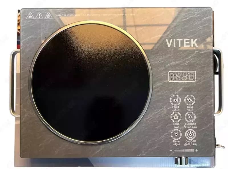 Индукционная электрическая мини-плита (сенсорная) ”VITEK” V-212, 3500Вт, 4 режима, таймер (Россия) Серая — 1