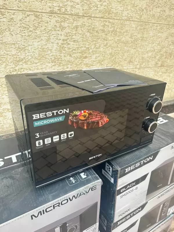 Микроволновая печь ”BESTON” SM2001-B, 700W, 20 л (Черная/серебристая) — 2