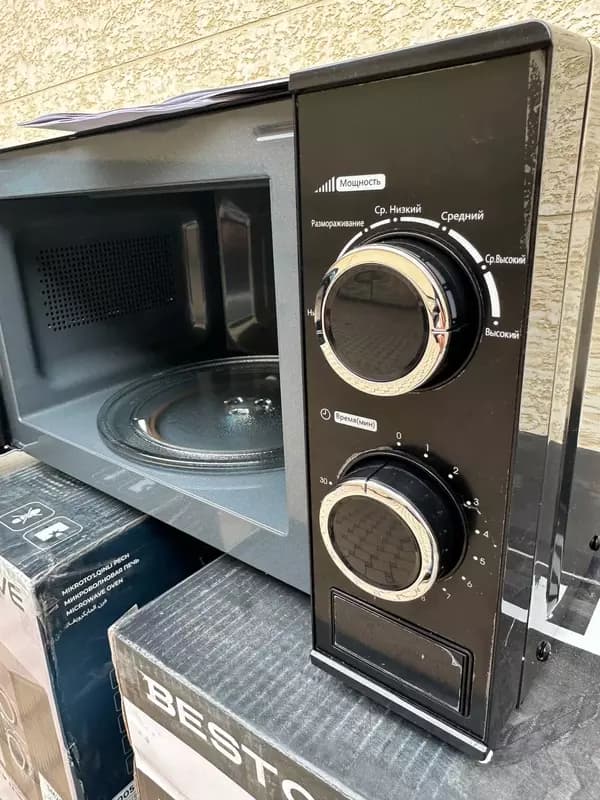 Микроволновая печь ”BESTON” SM2001-B, 700W, 20 л (Черная/серебристая) — 4