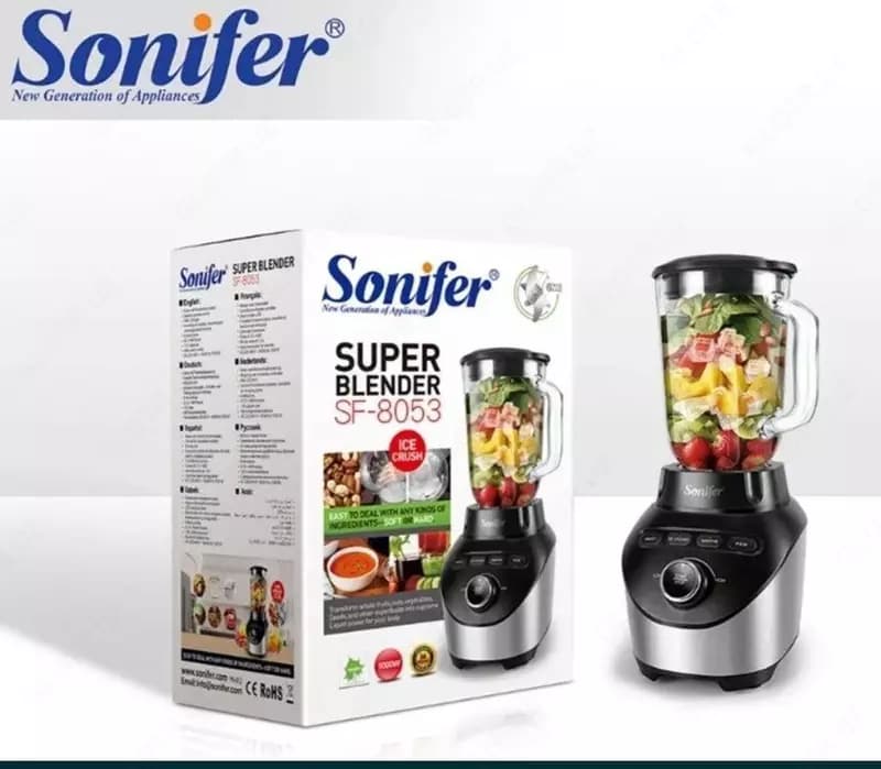 Стационарный блендер ”Sonifer” SF-8053, 1000W (Стальной/черный) — 1