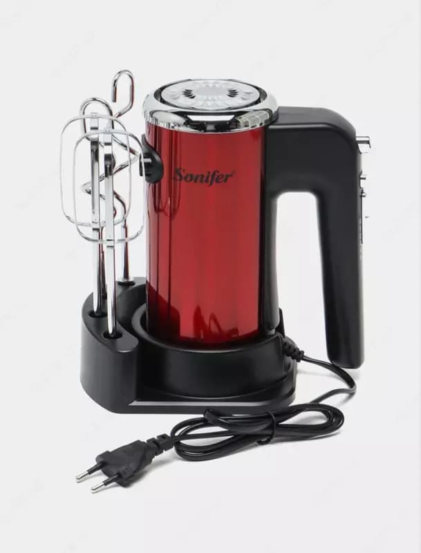 Ручной миксер ”Sonifer” SF-7025, 2 насадки, 400W, 5 скоростей+турбо режим (Красный/черный) — 1