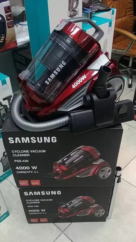 Бытовой циклонный пылесос ”Samsung” PSS-430, 4000Вт, контейнер 4 л., 6 насадок (Китай) Красный/белый — 2