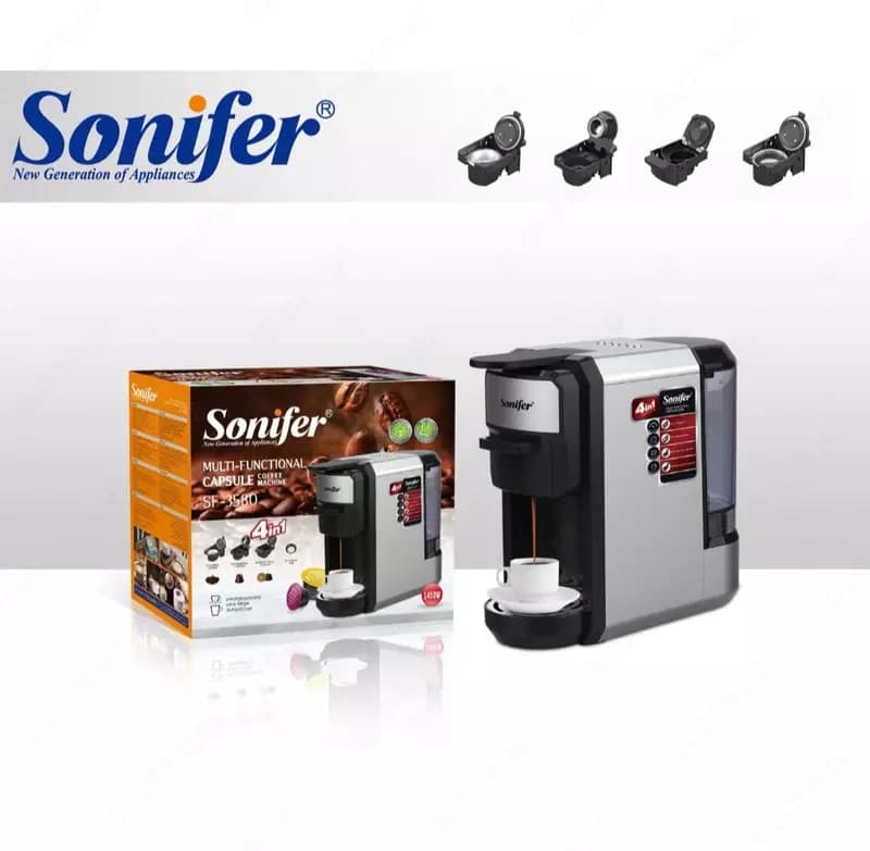 Кофеварка 4 в 1 (капсульная) ”SONIFER” SF-3580, 1450W (Черная/серебристая) — 1