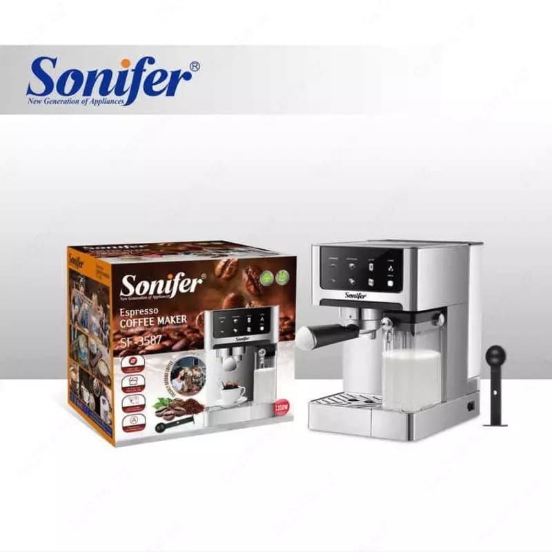 Кофемашина ”SONIFER” SF-3587, 1350 W (Стальной/черный) — 1