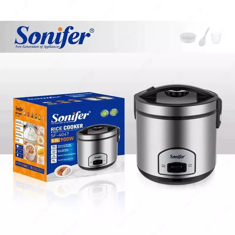 Автоматическая программируемая рисоварка ”Sonifer” SF-4047, 900Вт, 5 л. (Китай) Стальная — 2