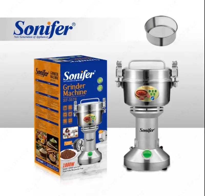 Кофемолка 2 в 1 ”Sonifer” SF-3578, 1800Вт, 2 емкости (Китай) Металлик — 2