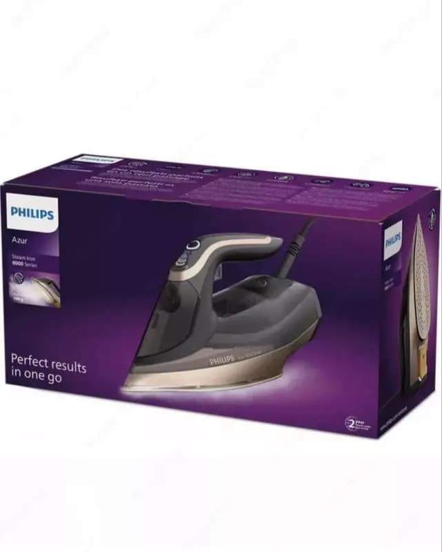 Бытовой паровой утюг ”PHILIPS” DST8041, 3000 W (Темно-серый/золотистый) — 3
