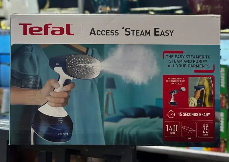 Бытовой отпариватель одежды (ручной) ”Tefal” Access Steam Easy DT7170E1, 1400W, 25 г/мин (Франция) Синий/белый — 2