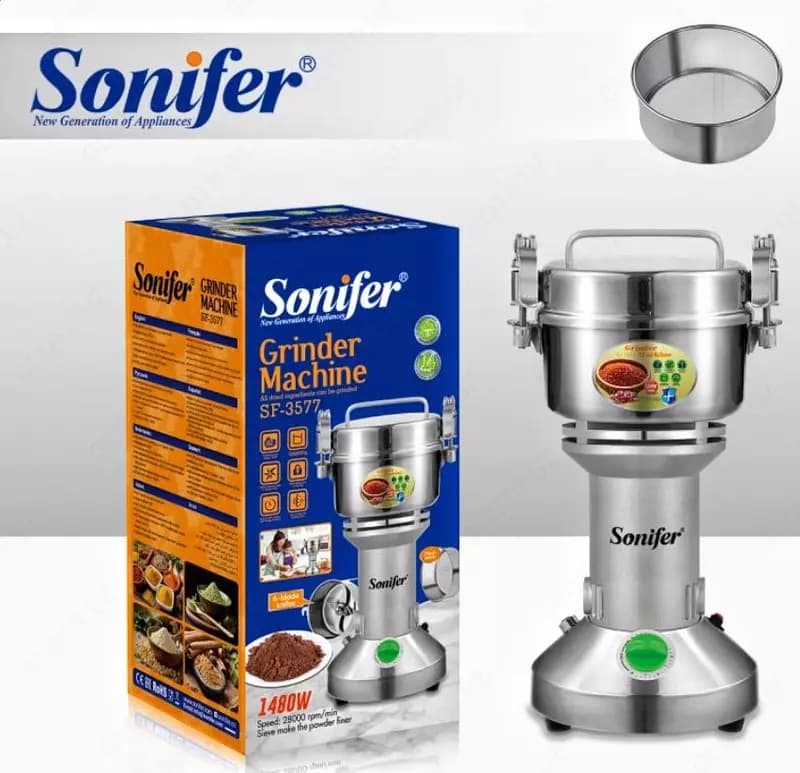 Кофемолка ”SONIFER” SF-3577, 1480 W (Серебристый) — 1