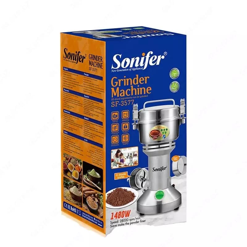 Кофемолка ”SONIFER” SF-3577, 1480 W (Серебристый) — 3
