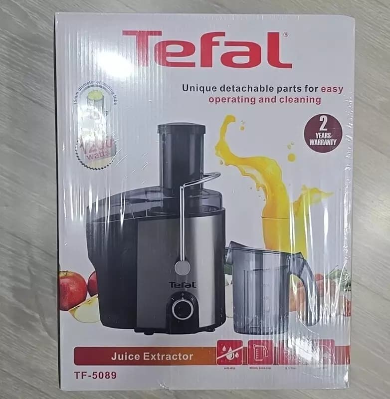 Бытовая соковыжималка (центробежная) ”Tefal” TF-5089, 1200Вт, 2 скорости, 800 мл. (Франция) Металлик/Черная — 3