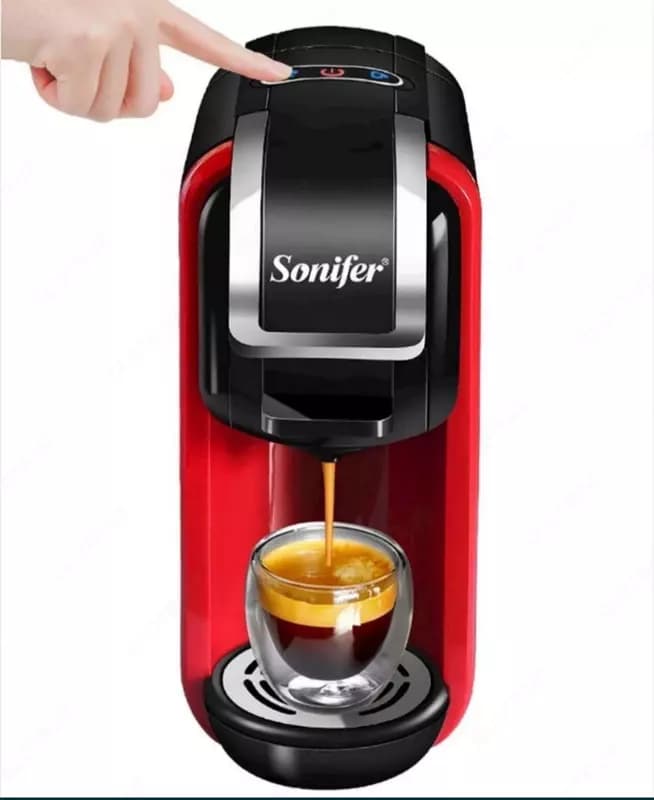 Кофемашина 3 в 1 (капсульная) ”SONIFER” SF-3547, 1450W (Черная/красная) — 2