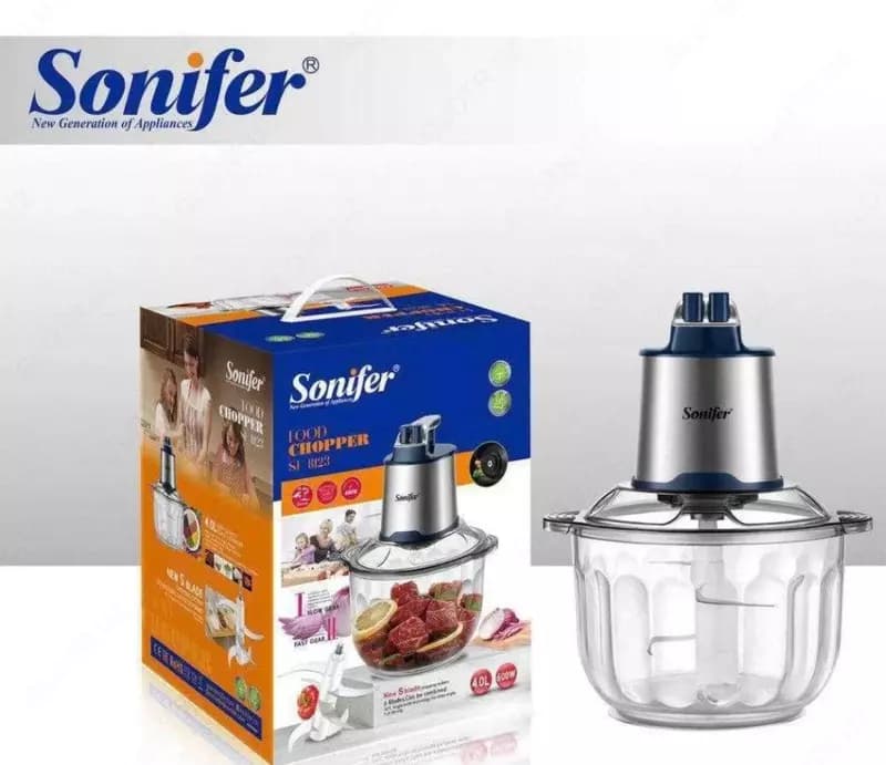 Чоппер-измельчитель ”SONIFER” SF-8123, 600W, 1.2 л (Серый/стальной) — 1