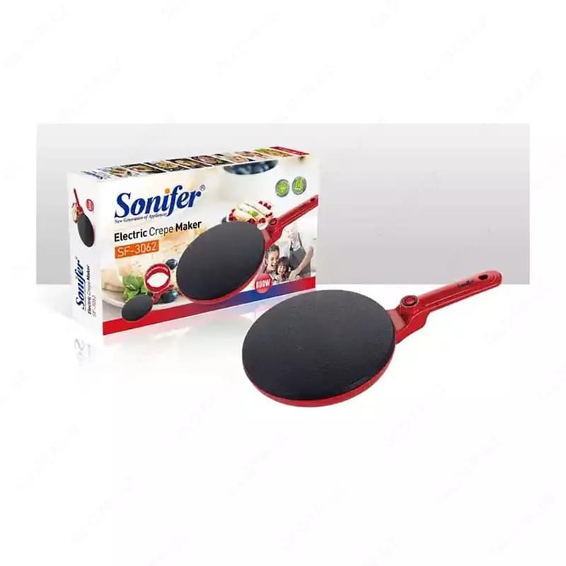 Электрическая блинница ”Sonifer” SF-3062, 800Вт, d 24 см (Китай) Красная — 1