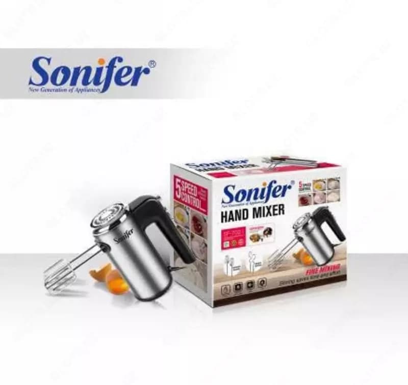 Ручной миксер ”Sonifer” SF-7021, 300 Вт, 3 режима, Турбо режим, 4 насадки (Китай) Металлик/черный — 3
