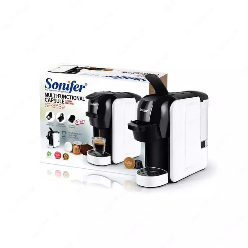 Автоматическая кофемашина (капсульная) 3 в 1 ”SONIFER” SF-3539, 1450Вт, 600 мл (Китай) Белая/черная — 3