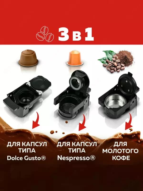 Автоматическая кофемашина (капсульная) 3 в 1 ”SONIFER” SF-3539, 1450Вт, 600 мл (Китай) Белая/черная — 4