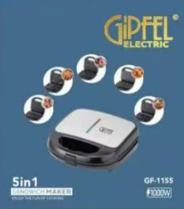 Тостер-гриль 5 в 1 ”Gipfel” 1155, 1000Вт, 5 сменных панелей (Германия) Белый/черный — 3