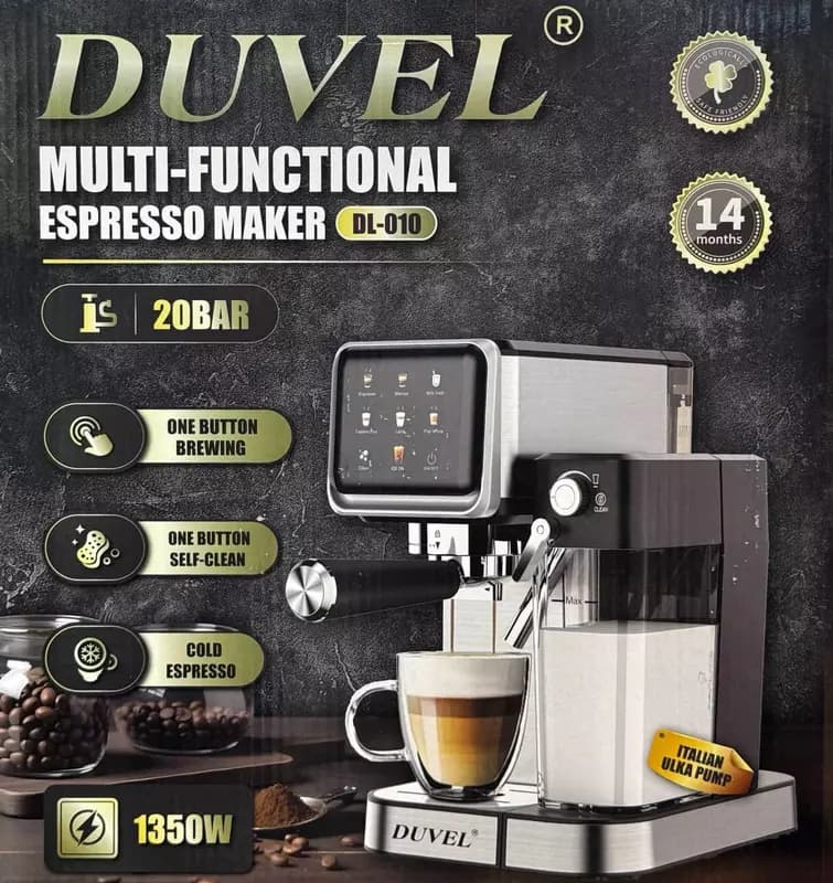 Рожковая кофемашина (сенсорная) ”DUVEL” DL-010, 1350W, 1 л. (Германия) — 2