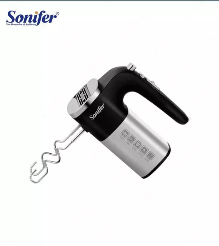 Ручной миксер ”Sonifer” SF-7077, 2 насадки, 500W, 5 скоростей+турбо режим (Серебристый/черный) — 3