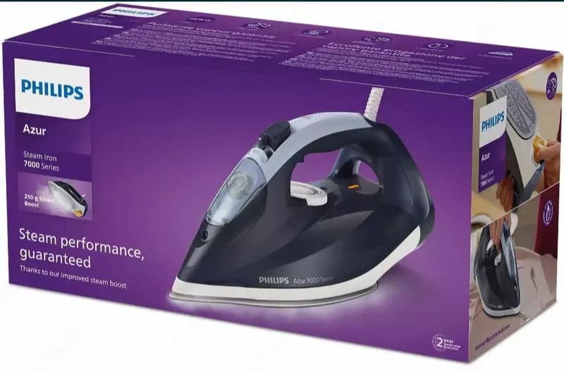 Бытовой паровой утюг ”PHILIPS” DST7030, 2800 W (Темно-синий/белый) — 3