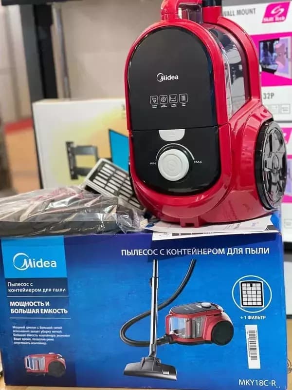 Бытовой пылесос ”Midea” Changhong MKY 18C-R, 2000 Вт, контейнер 2 л., 6 насадок (Китай) Черный/красный — 2