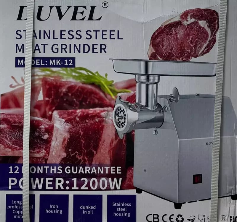 Электрическая мясорубка (нерж. сталь) ”DUVEL” МК-12, 1200W, реверс, 2 скорости (Германия) Стальная — 2