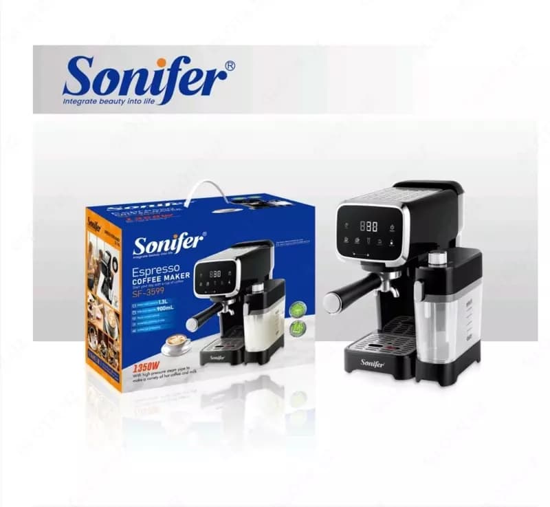 Автоматическая кофемашина Espresso ”SONIFER” SF-3599, 1350Вт, 1300/900 мл (Китай) Металлик/черная — 1