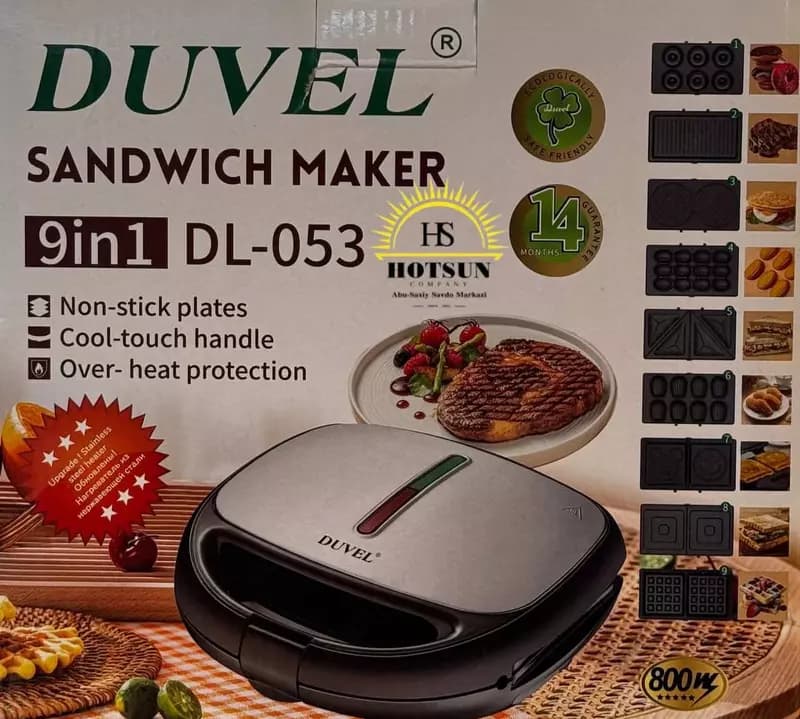 Универсальная сэндвичница 9 в 1 (тостер) ”DUVEL” DL-053, 800W, нерж. сталь (Германия) — 1