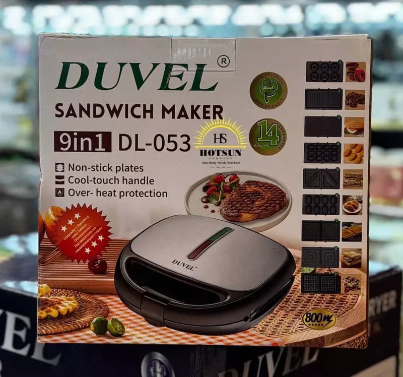 Универсальная сэндвичница 9 в 1 (тостер) ”DUVEL” DL-053, 800W, нерж. сталь (Германия) — 2
