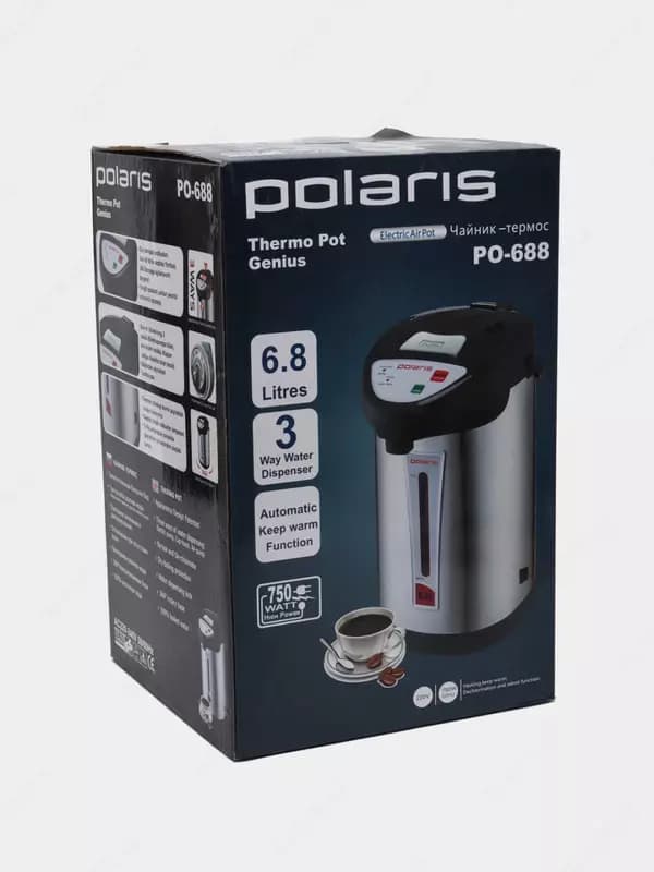 Электрический термопот ”Polaris” PO 688, 750 Вт 3 способа подачи воды, 6.8 л (Металлик/черный) — 4