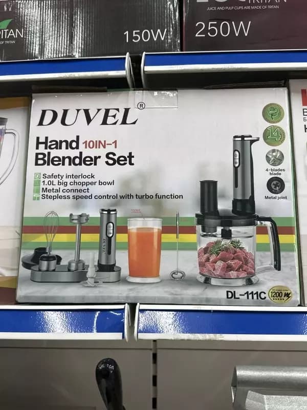 Набор погружного блендера 10 в 1 ”DUVEL” DL-111C, 1200W, 1.0 л/700 мл., Турбо режим (Германия) — 2