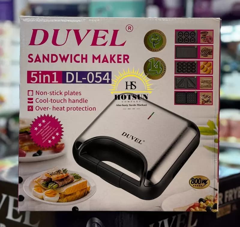 Универсальная сэндвичница 5 в 1 (тостер) ”DUVEL” DL-054, 800W, нерж. сталь (Германия) — 2