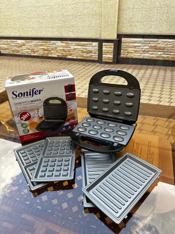 Тостер - сендвичница 3 в 1 ”SONIFER” SF-6153, 750W (Стальной/черный) — 3