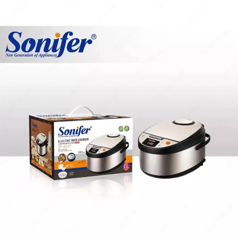 Мультиварка-рисоварка ”SONIFER” SF-4037, 800W, объем 5 л (Стальной/черный) — 1