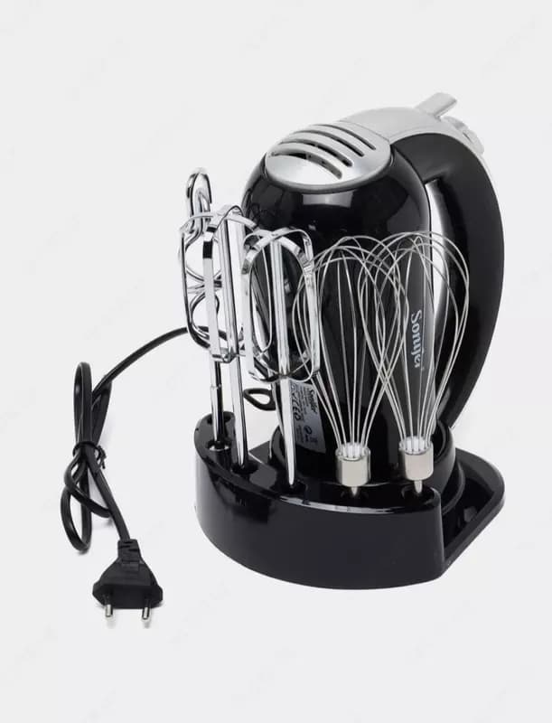 Ручной миксер ”Sonifer” SF-7015, 3 насадки, 300W, 5 скоростей+турбо режим (Черный/серебристый) — 2