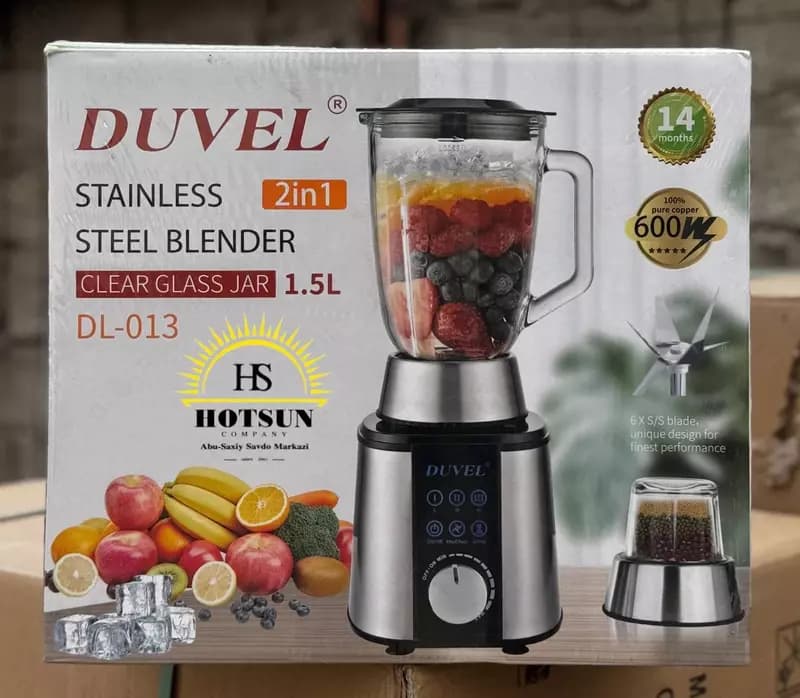 Бытовой блендер (стационарный) 2 в 1 ”DUVEL” DL-013, 600W, 1.5 л., 2 режима (Германия) — 2