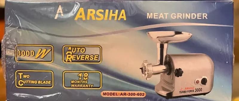 Электрическая мясорубка (нерж. сталь) ”ARSIHA” AR-300-602, 3000W, реверс, система Turbo Force (Китай) Стальная — 3