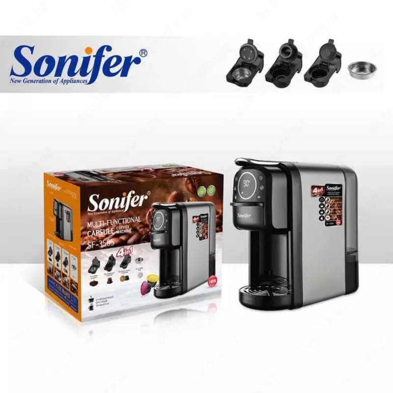 Кофемашина 4 в 1 ”SONIFER” SF-3585, 1400 W (Стальной/черный) — 1