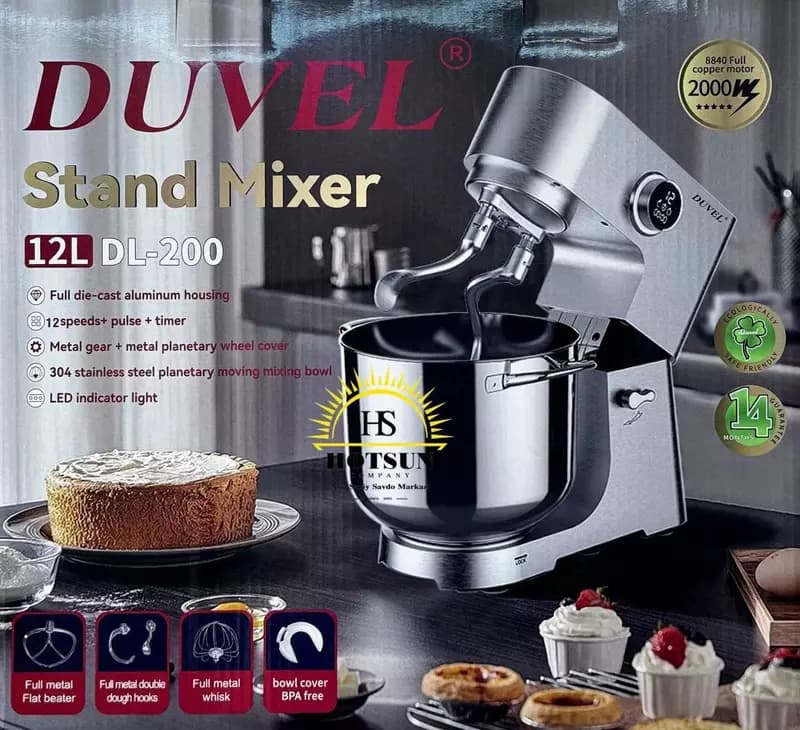 Планетарный миксер ”DUVEL” DL-200, 2000W, 12 л, 12 режимов, таймер (Германия) — 1