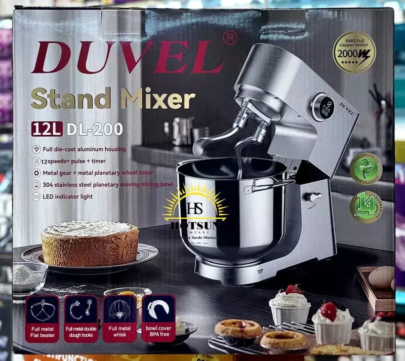 Планетарный миксер ”DUVEL” DL-200, 2000W, 12 л, 12 режимов, таймер (Германия) — 2