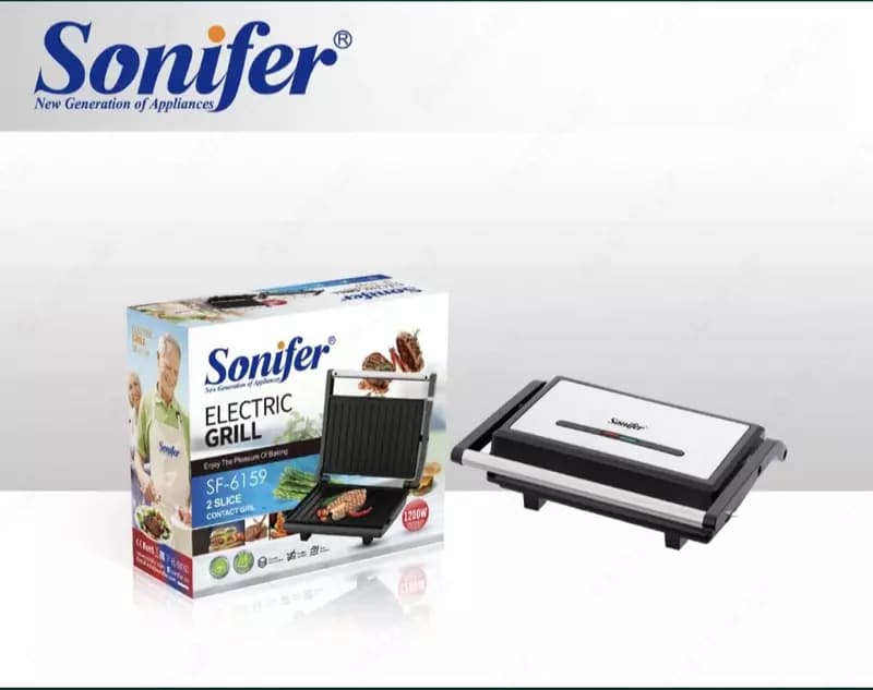 Тостер - сендвичница 2 в 1 ”SONIFER” SF-6159, 1200W (Белый/черный) — 1