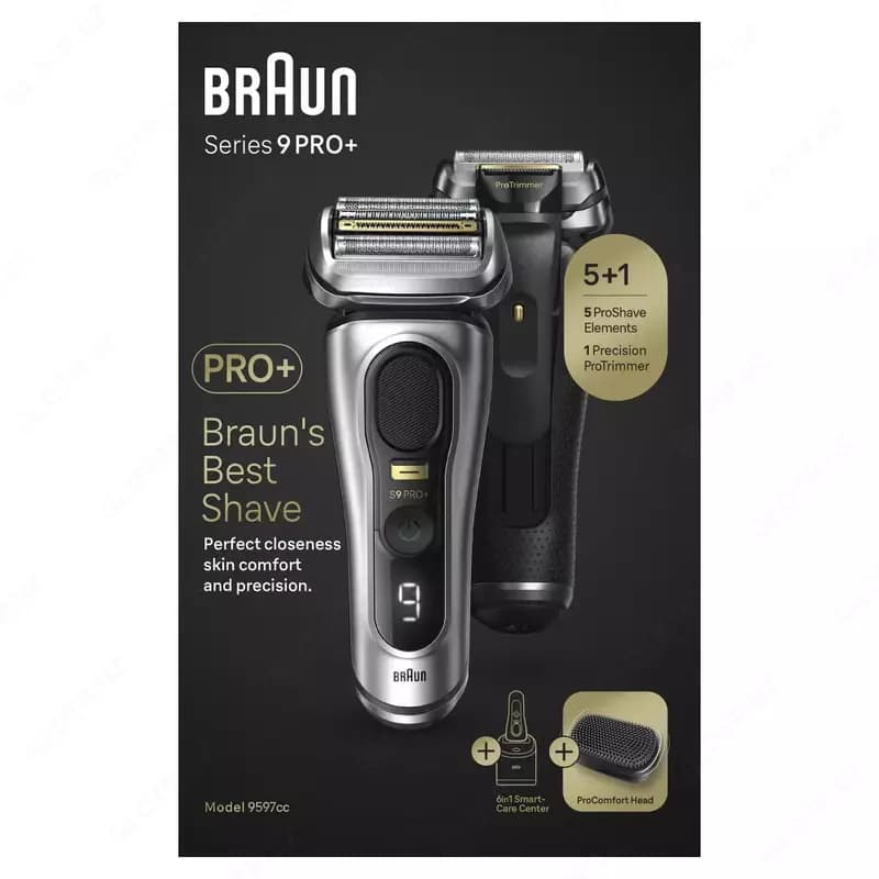 Электробритва Braun Series 9 Pro+ 9597CC. см с системой SmartCare 6-в-1 и головкой ProComfort, серебристая. — 1